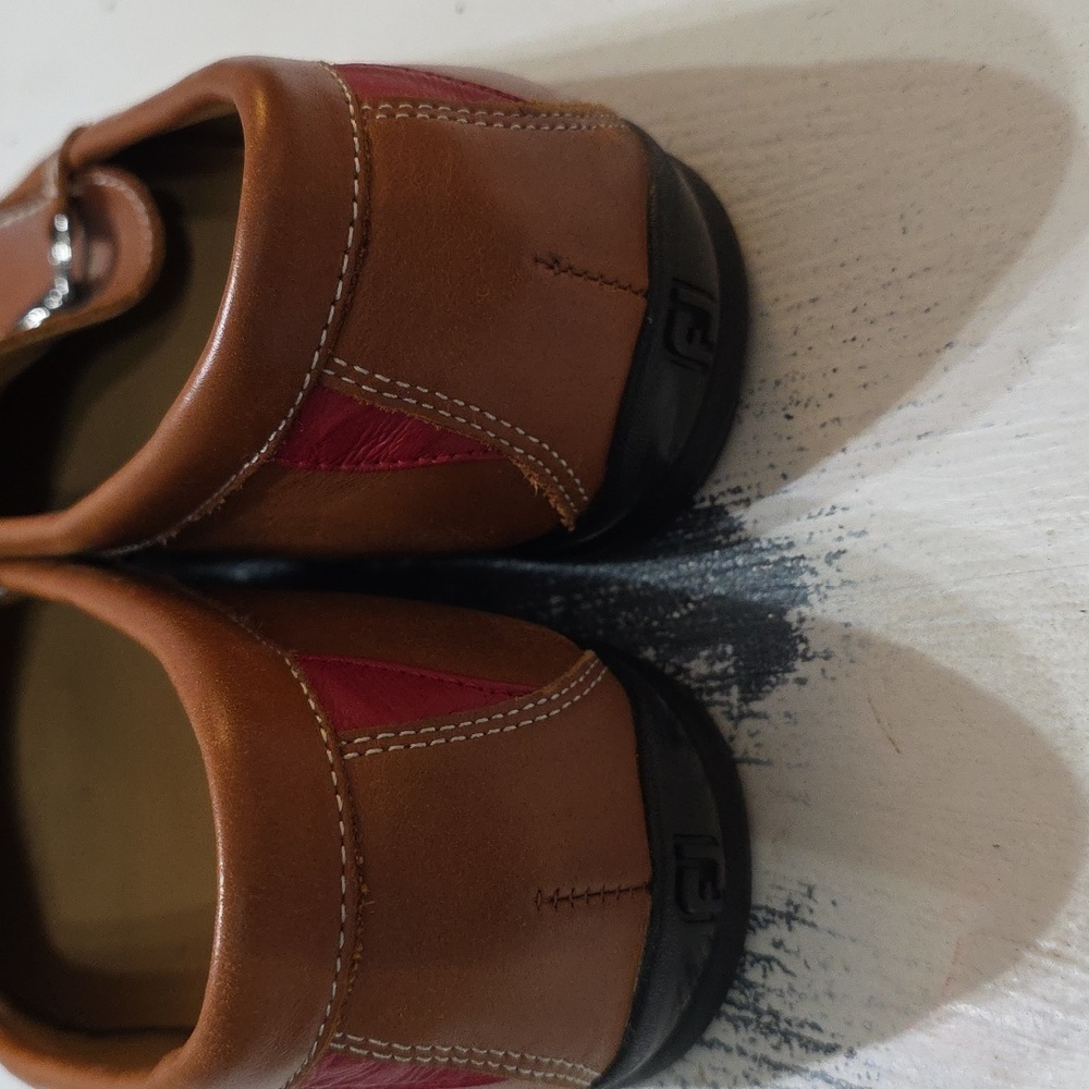 Foot Joy Men's Brown Faux? Leather Loafers Bridle Bit Accent Sz 9 GUC - Picture 7 of 14
